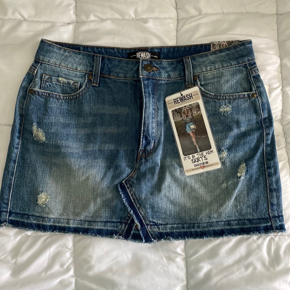 Rewash Distressed Denim Mini-Skirt Sz 12
